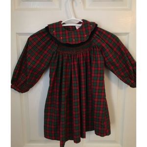 Girls Sophie Dess dress green and red flannel pattern in size 86cm =2.82 feet